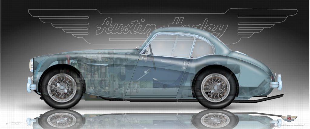RARE - Voiture Filoguidée Joustra - Coupé Austin Healey - Tôle - Bel état